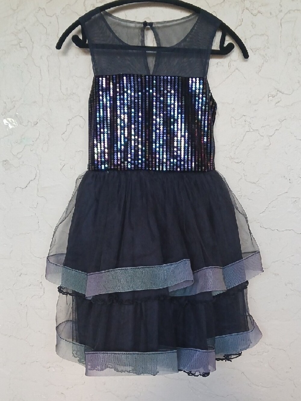 Bonnie Jean Black Sequin Tulle Dance Dress